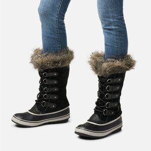 Women's Joan of Arctic Black Faux Fur-water proof snow boots Boots